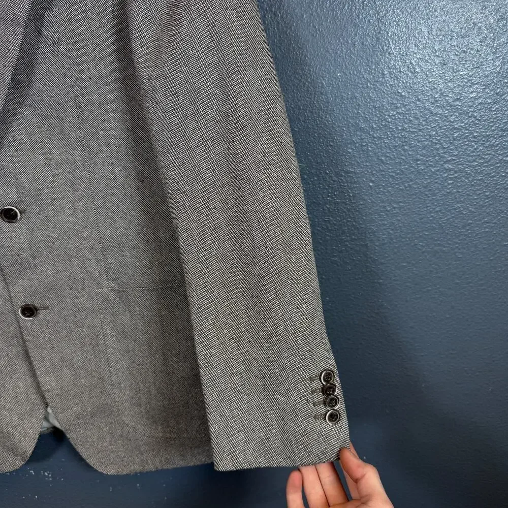 Suitsupply 46 men’s gray Wool/Silk/Linen blazer 2 dots suit jacket HAVANA FL Int